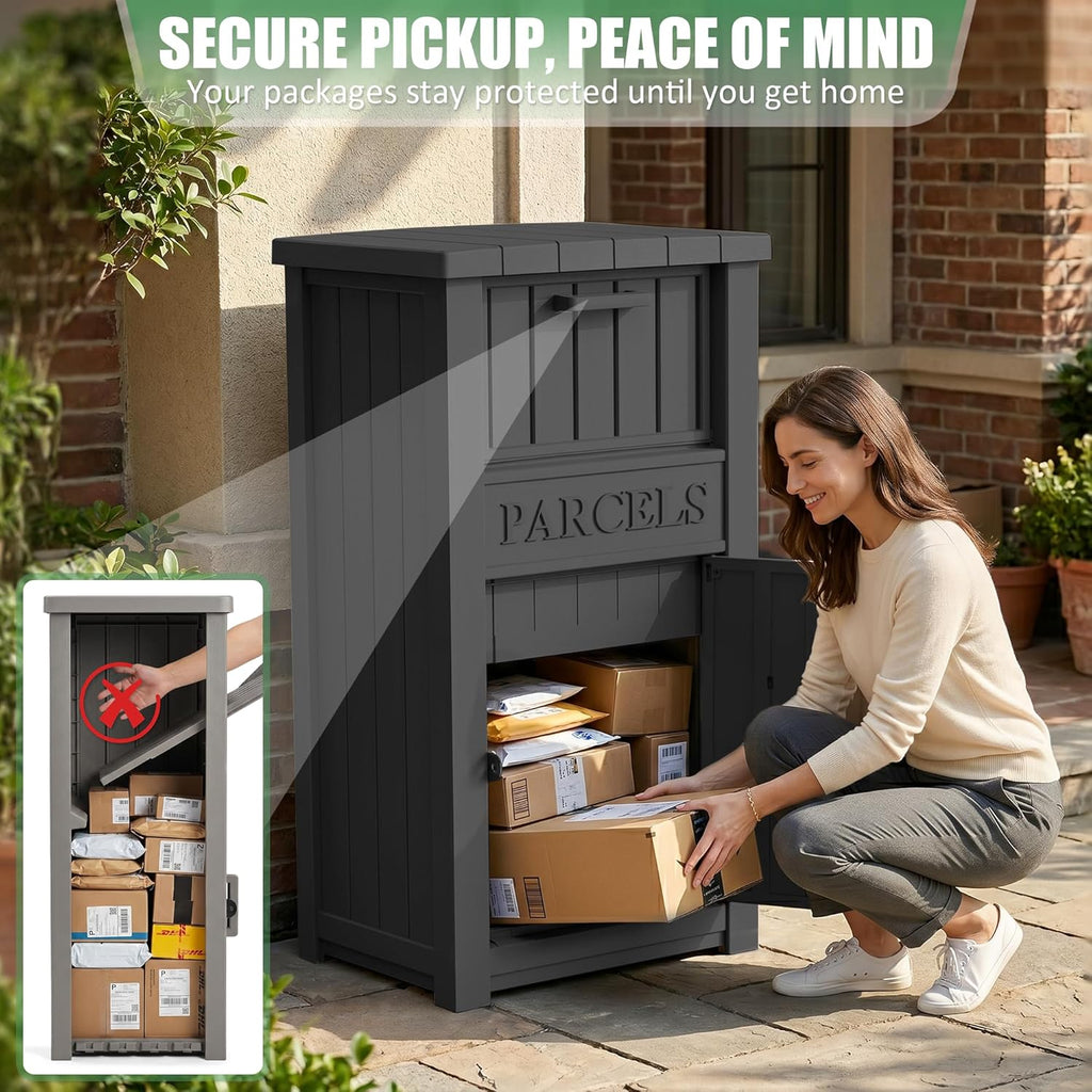 Anti-Theft Package Delivery Boxes Parcel Drop Outdoor Porch Large Lockable Mailbox Waterproof UV-Resistant Resin Secure
