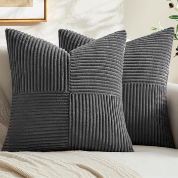 Grey Decorative Euro Sham Pillow Covers 24x24 Inch 2 Pack