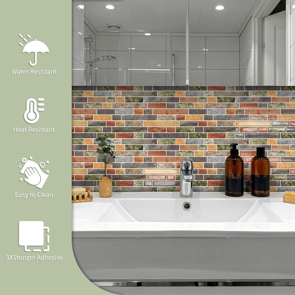 10 Sheets Thick Peel and Stick Kitchen Backsplash Tiles