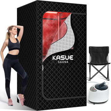 Portable Infrared Sauna Box for Home, 5-Layer Waterproof, XL Steamer, Folding Chair, Steam Sauna Tent for Steam Detox Relaxation Spa, Indoor & Outdoor (Black)