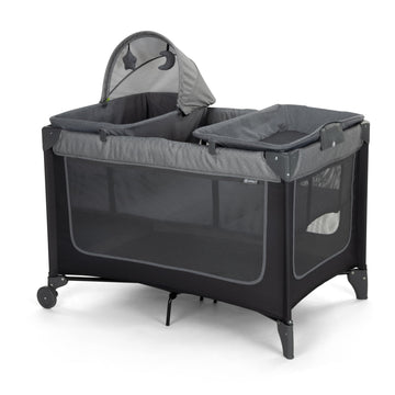 4-in-1 Portable Play Yard with Bassinet, Portable Bassinet, and Flip-Away Changer, Gray