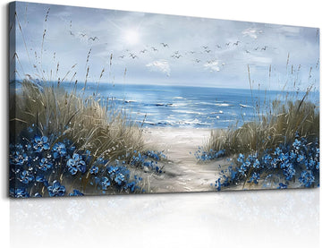 Wall Art Canvas Wall Decor Office Decorations Blue Ocean Wall Painting Sea Wave Pictures Artwork Modern Beach Posters