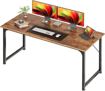 Computer Desk, 55 Inch Home Office Desk, Gaming Writing Work from Home Study Desk, Large Legroom, Sturdy Metal Frame
