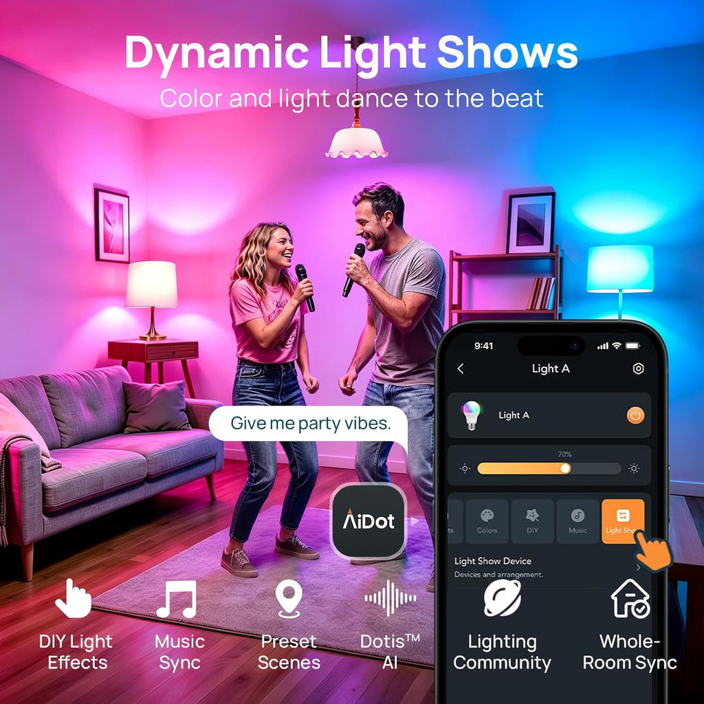 Smart Light Bulbs, Smart Bulb that Work with Alexa, Google Home, , LED Light Bulbs Color Changing RGBTW, 104