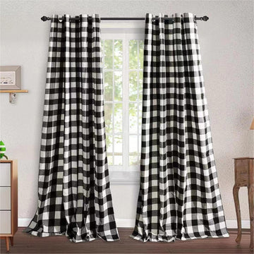2 Pack Buffalo Check Plaid Window Curtain Panels (52"×84") Farmhouse Courtyard Style Grommet Treatment Curtains Home