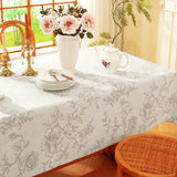 Premium Vintage Farmhouse Damask Floral 60 x 104 inch Rectangle Table Cloth - Water Resistant Linen 