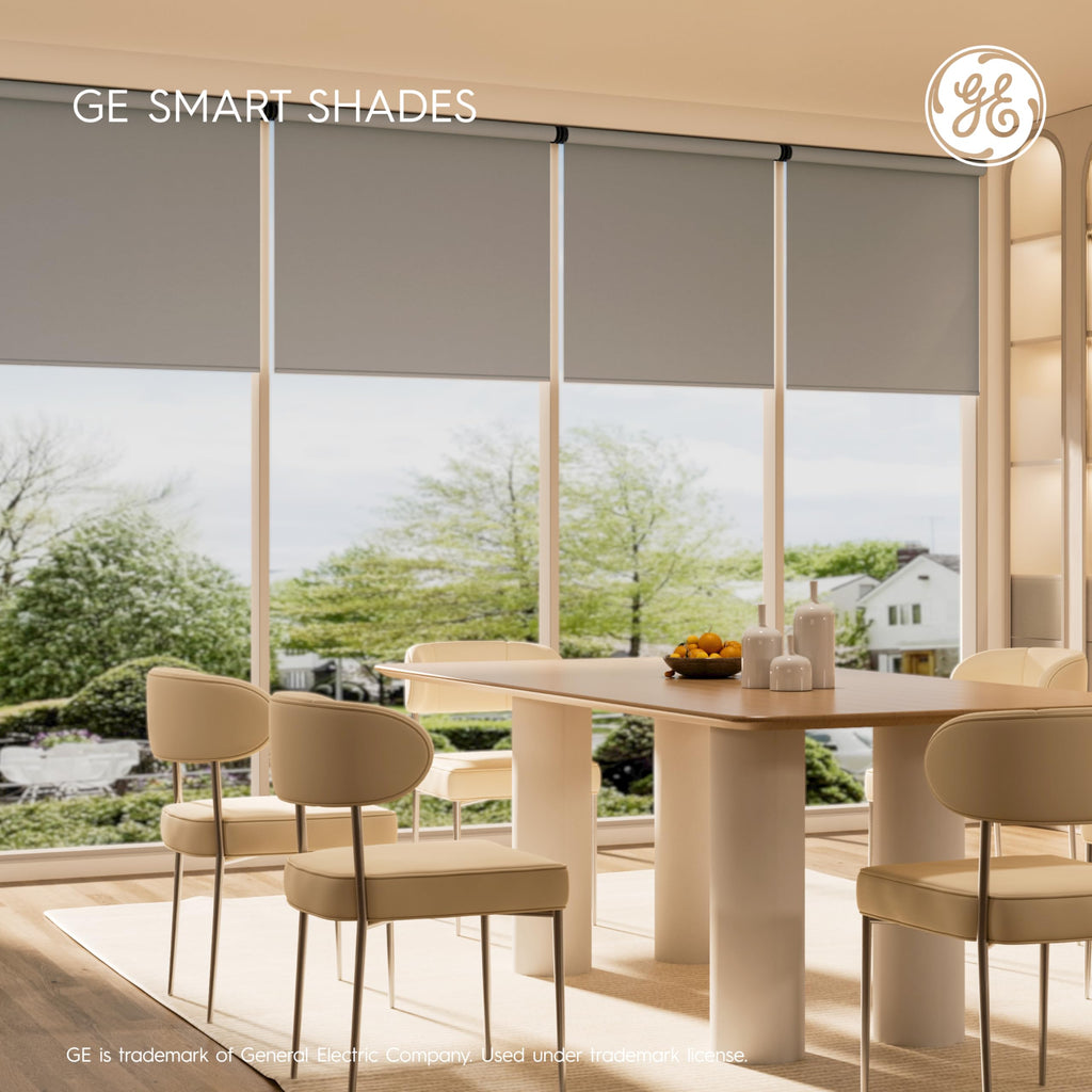 GE Smart Shade Motorized Roller, Translucent Grey, Custom Sized