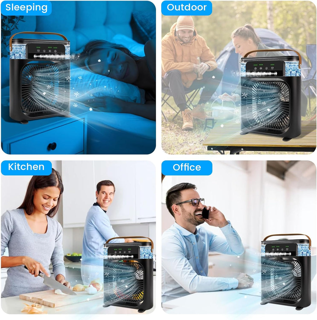 Portable Air Conditioner Fan, Mini Evaporative Air Cooler with 5 Spray Nozzles,3 Wind Speeds,3 Timers
