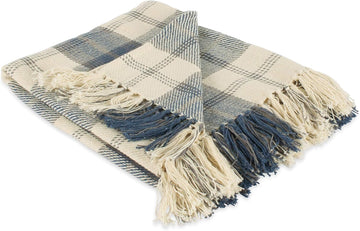 Farmhouse Woven Throw, 50x60 with 3" Fringe, French Blue