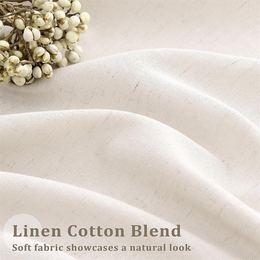 Natural Pinch Pleated Linen Curtains 72 Inches Long 72 Inch Wide | Semi Sheer Light Filtering, Shower Curtain 72x72