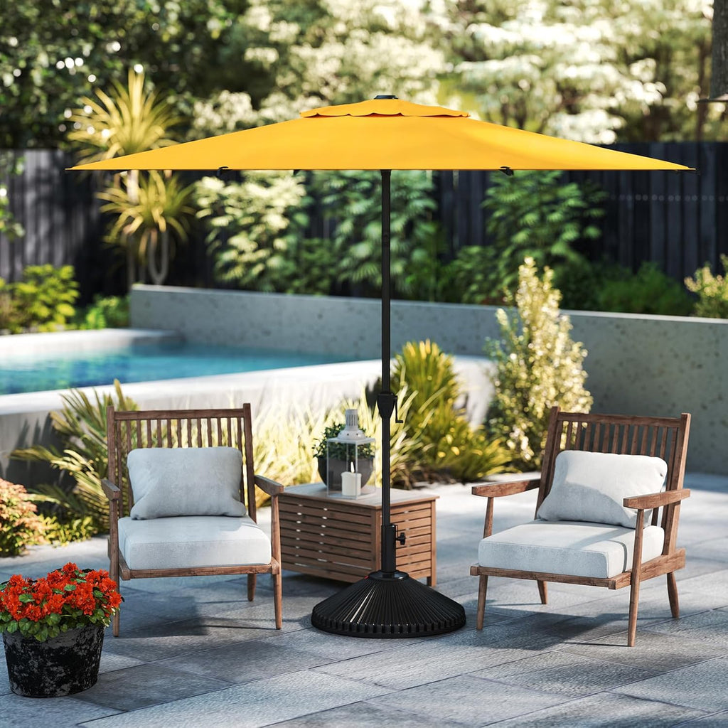 9FT Lyon Outdoor Patio Umbrella Outdoor Table Umbrella with Crank Market Umbrella 8 Sturdy Ribs UV Protection - Yellow