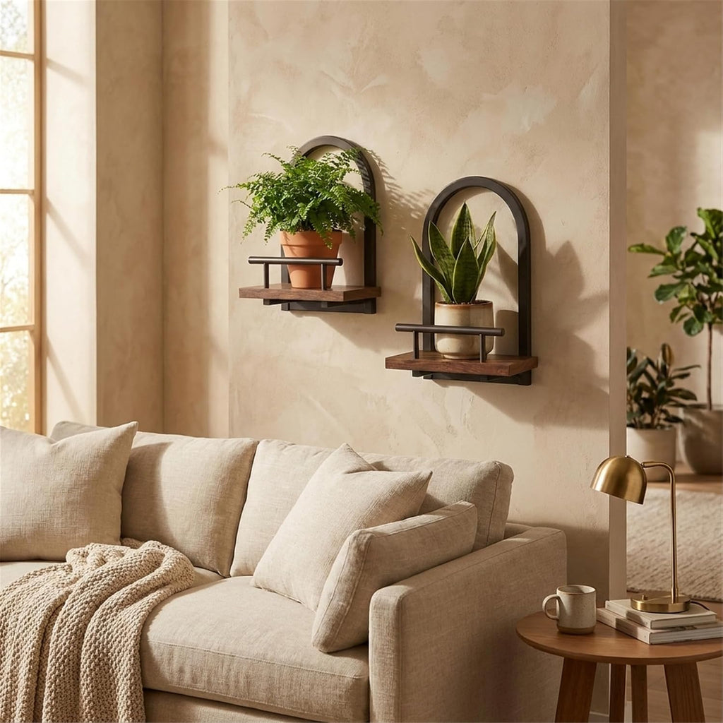 Floating Shelves Set for 3, Wall Plant Holder Shelf, Wall Planters | Wall Planters for Indoor Plants, Hanging Shelves