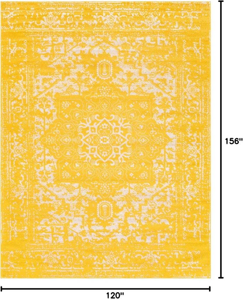 Arlington Rug - 10' x 13' 1 Yellow Traditional Area Rug - Distressed Old World Medallion Design