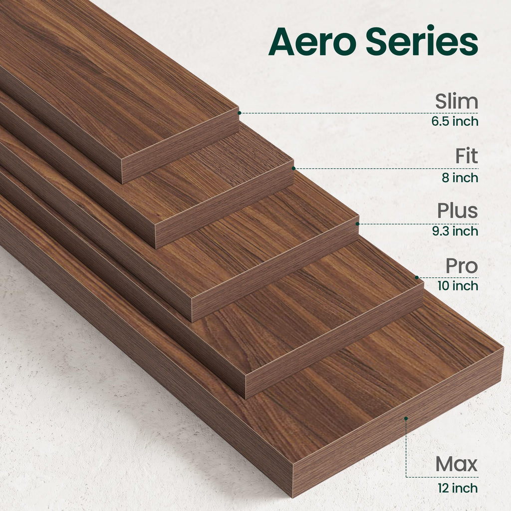12 Inch Deep Floating Shelves Walnut, 36 Inch Long, 2" Thick Floating Shelves for Wall, Hidden Bracket