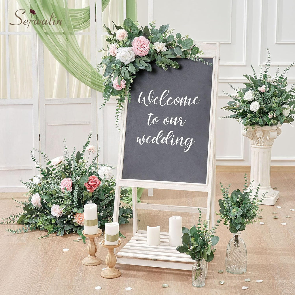 130 Pcs 8 Kinds Mixed Eucalyptus Stems Bulk,Artificial Greenery Silver Dollar Eucalyptus Leaves Picks for