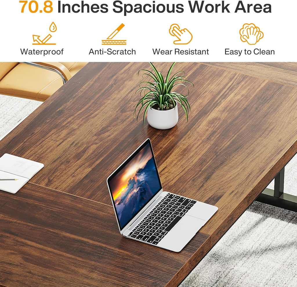 70.8-Inch Executive Desk, Large Computer Office Desk Workstation