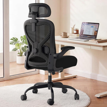 Home Office Desk Chairs, Ergonomic with Lumbar Support & 3D Headrest, Computer Desk Chair with Flip-up Armrests