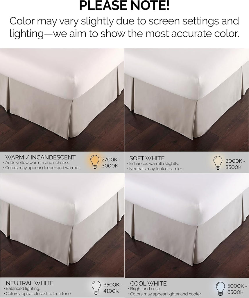 Hotel Quality King Bed Skirt 14 Inch Drop, Pleated Dust Ruffle for King Size Bed - Platform Cover, Split Corners