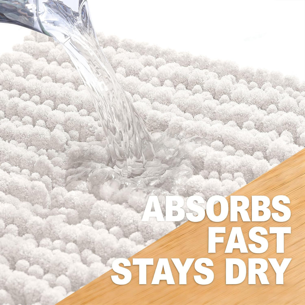 Bathroom Rug Mat 30x20, Thick Soft and Absorbent Chenille Bath Mat, Non-Slip Rubber Backing, Machine Washable Quick