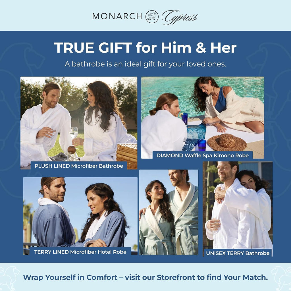 Terry Shawl Collar Unisex Bathrobe | Thick Terrycloth Fabric, Generously Sized Hotel & Spa Robe with Pockets