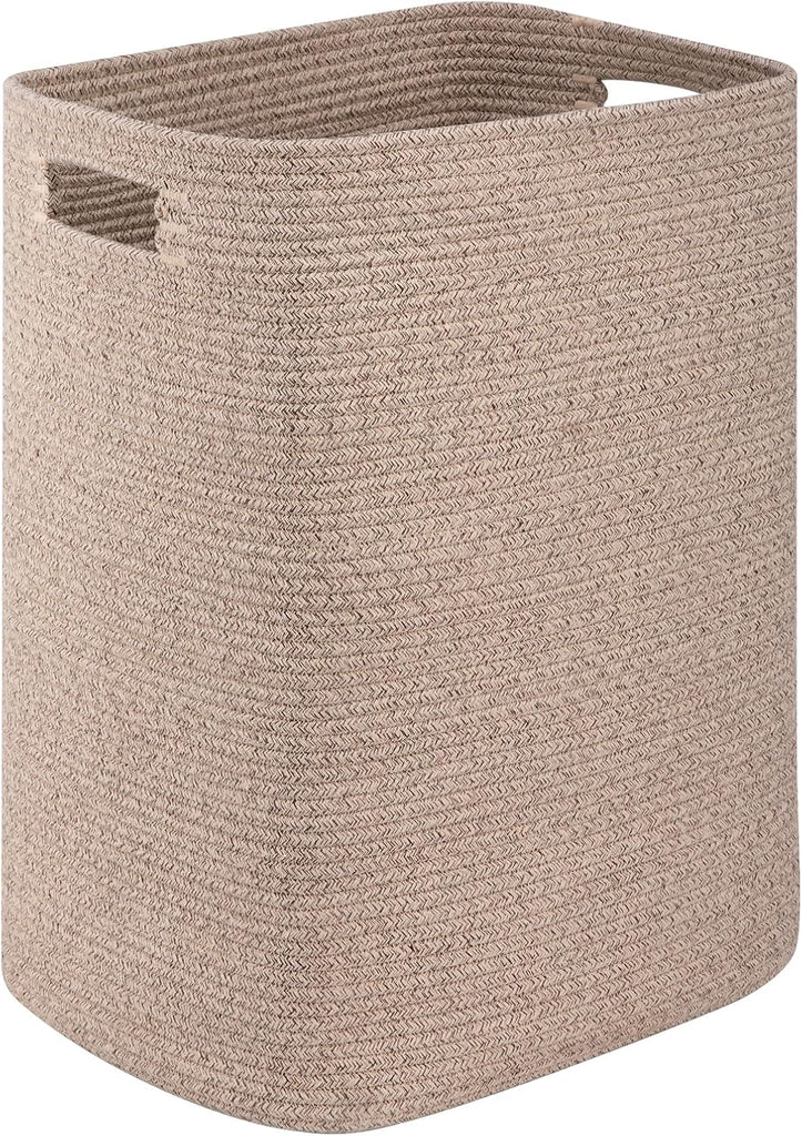 Laundry Hamper, Rectangle Cotton Laundry Basket with Handles, Large Blanket Basket , Woven Decorative Storage for