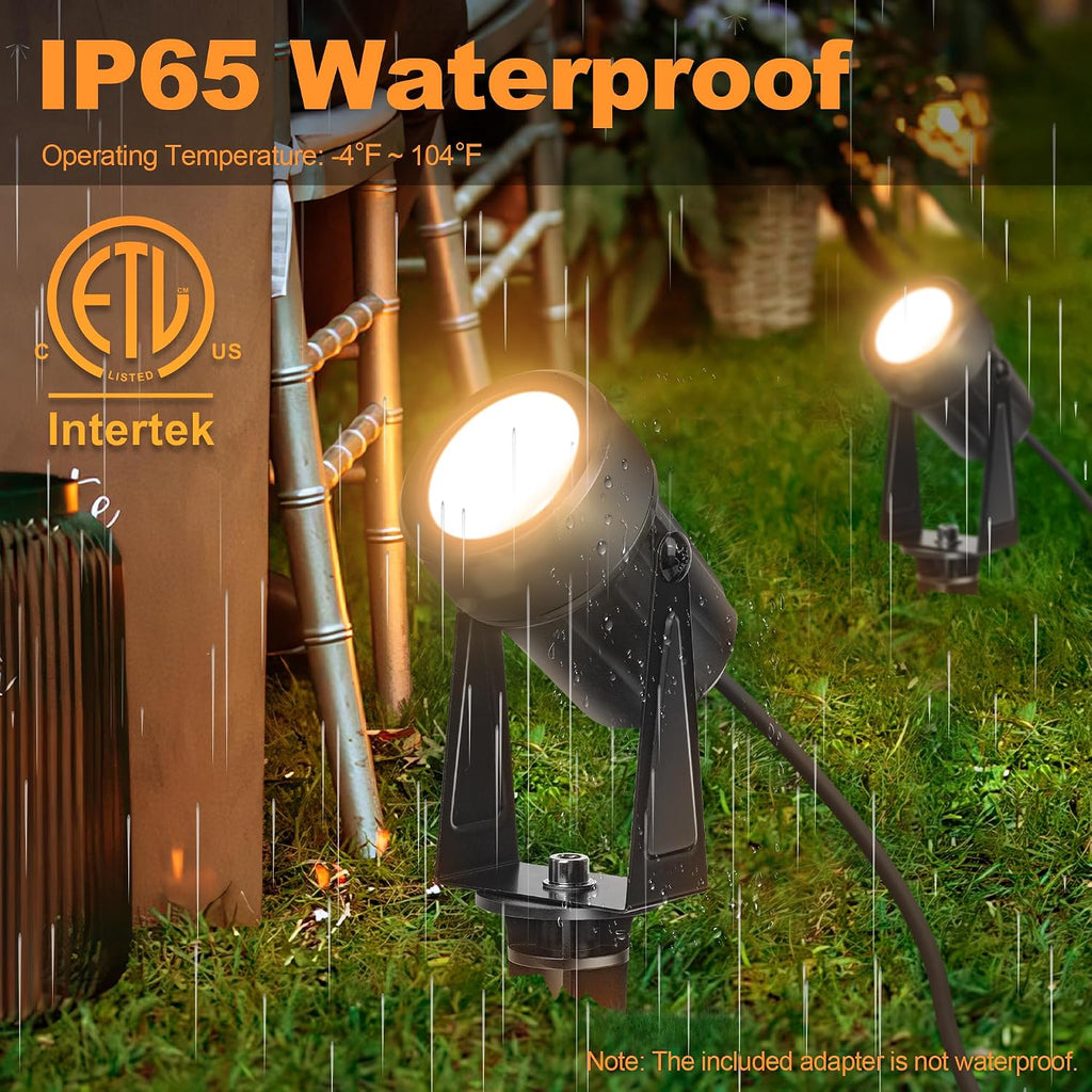Outdoor Landscape lighting Low Voltage, 65.6FT Wired LED Spot light with Plug-in Transformer, IP65 Waterproof Outside