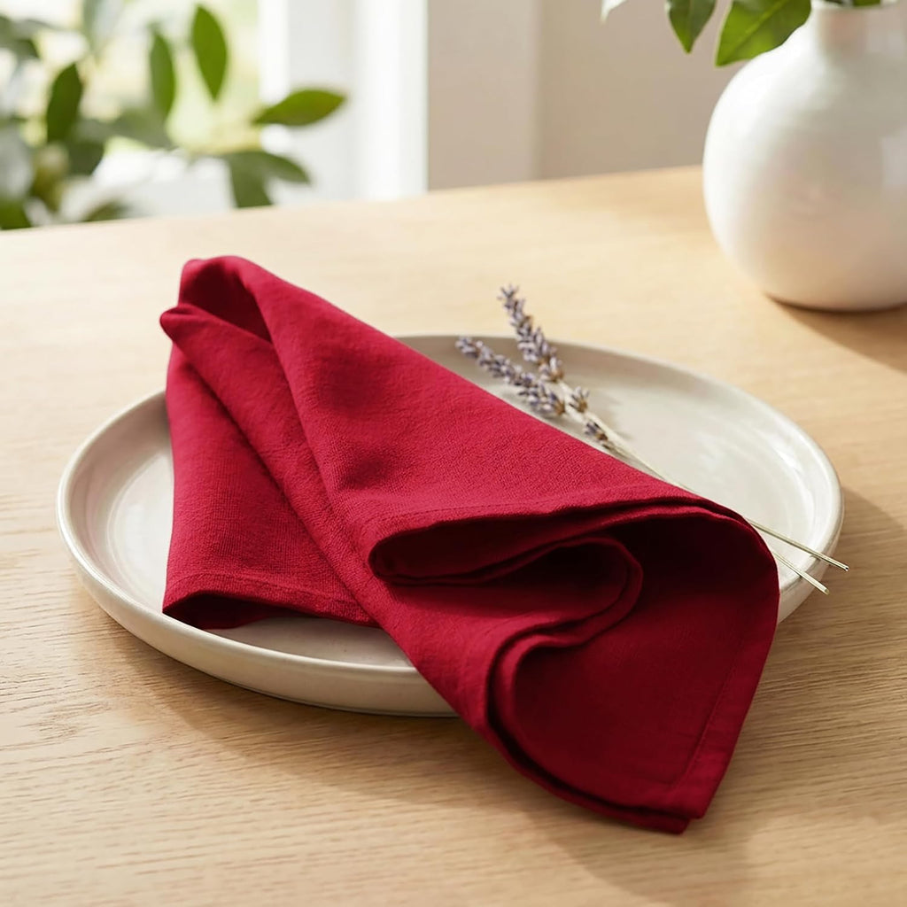 Set of 12 Cloth Dinner Napkins 100% Cotton 18x18 Inch - Soft Durable Washable - Ideal for Farmhouse Party Spring