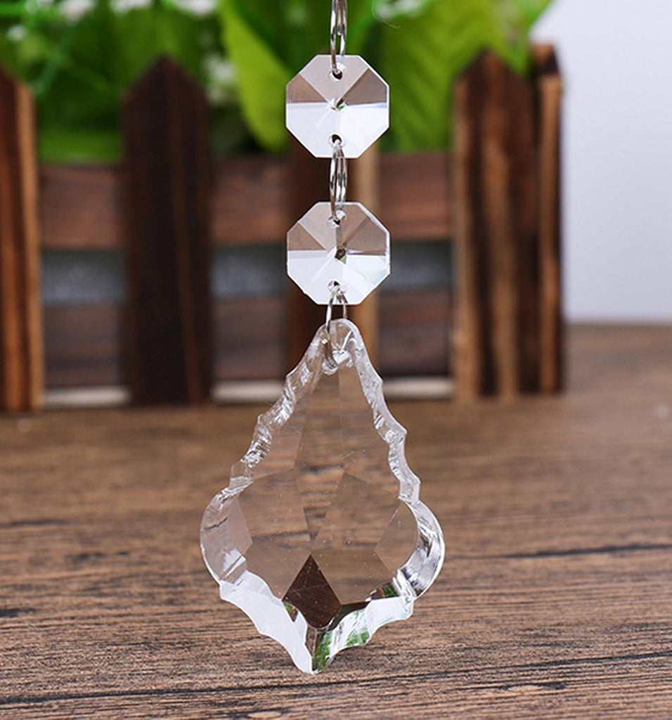 Pack of 12 Clear Crystal Chandelier Prisms Pendants Glass Pendants Beads (6pcs Teardrop + 6 pcs Maple Leaf Crystal