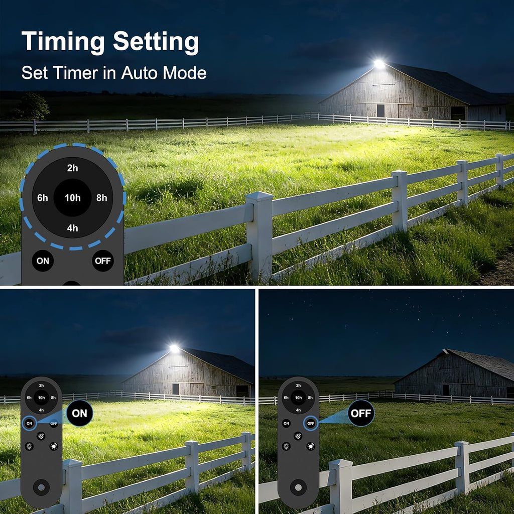 100W Dusk to Dawn LED Flood Light with Remote, 6500K Security Lights | 14000LM, IP67 Waterproof & Rugged, Timer, 10KV