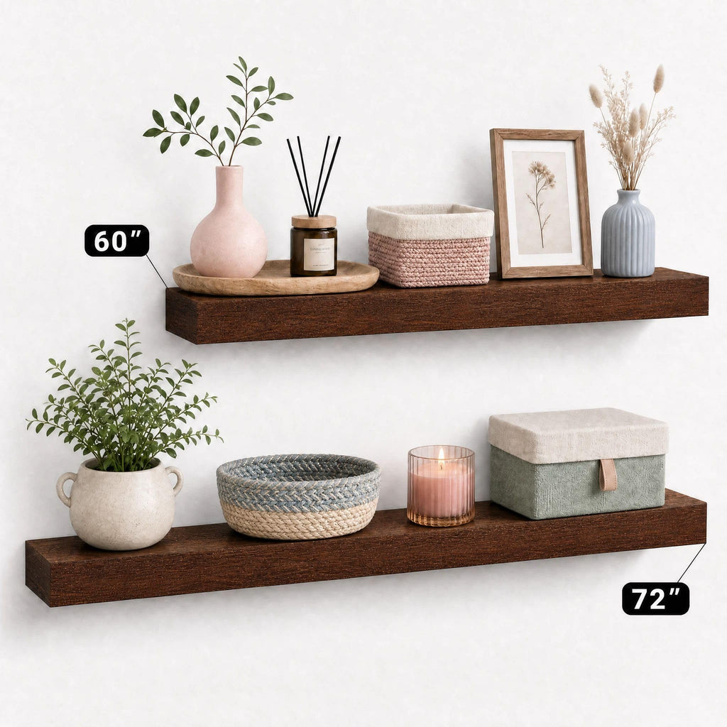60 Inch Solid Wood Fireplace Mantel Shelf, Rustic Brown