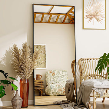 Mirror Full Length - 21" x 57" Floor Mirror with Stand Black