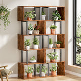 6 Tier Bookshelf, Tall S Shaped Geometric Bookcase, Modern Display Shelf Standing Unit