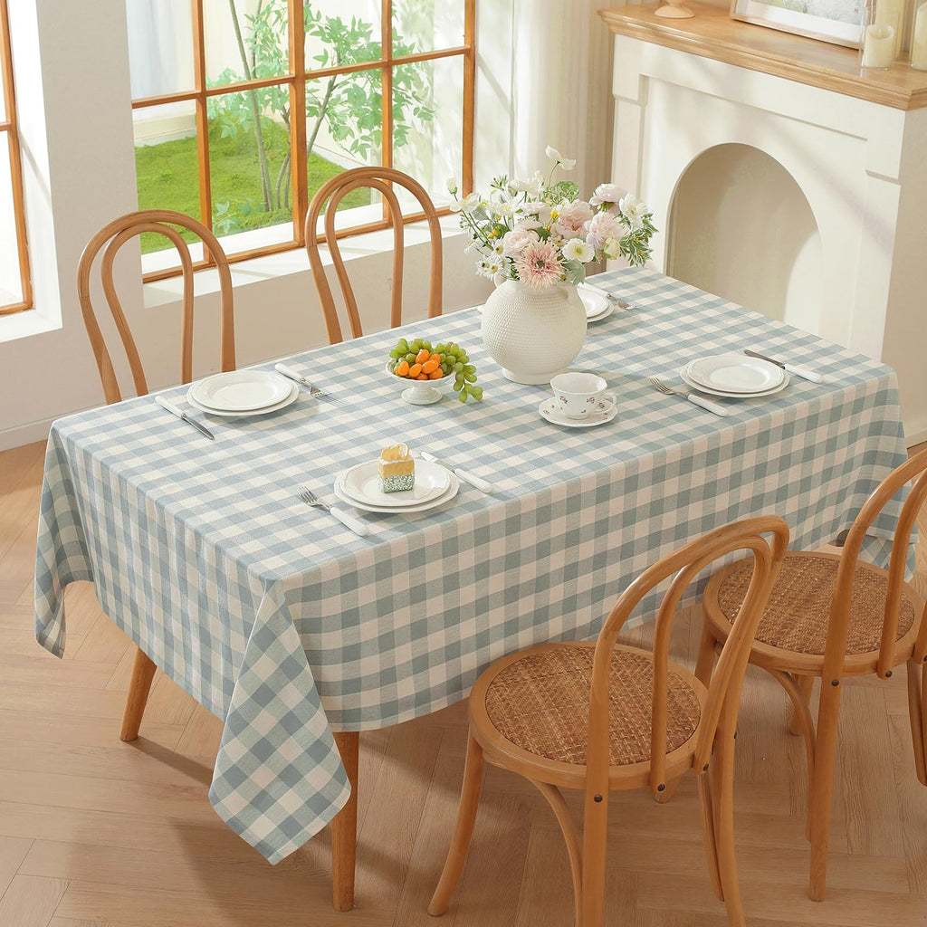 Checkered Tablecloth Square, Buffalo Plaid Table Cloth Washable Wrinkle Free, Cotton Linen Gingham Table Cover for
