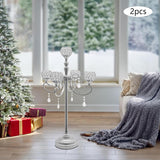 2 Packs 5 Arms Crystal Candelabra Wedding Centerpieces for Tables, candelabros para centros de mesa Set with