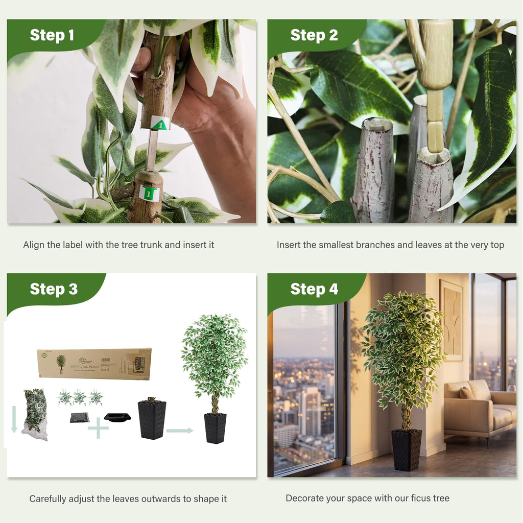 Ficus Tree Artificial, 5FT Realistic Large Faux Trees Indoor