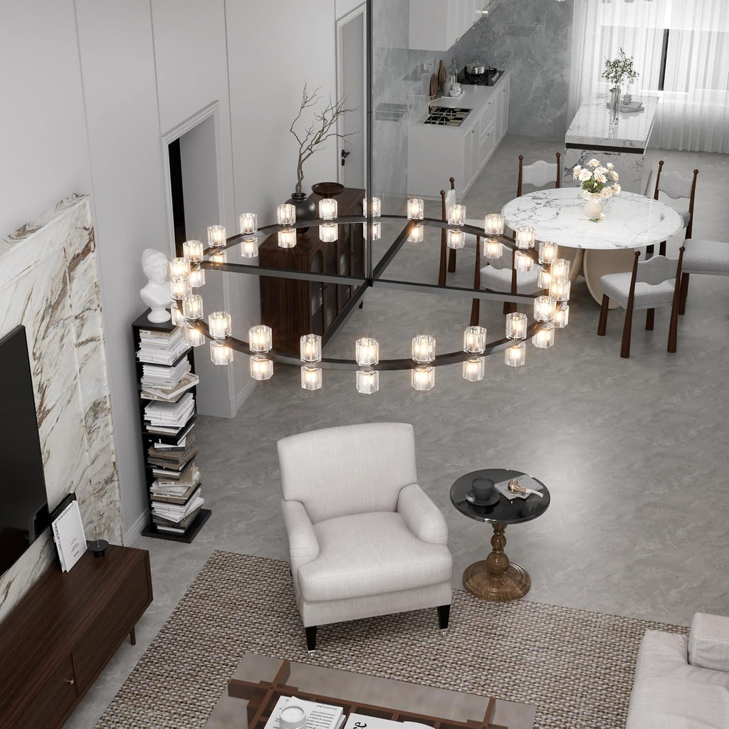 Inspired Arcachon Style Round Wagon Wheel Chandelier, 40" 40-Light Black — Foyer, Dining & Living Room