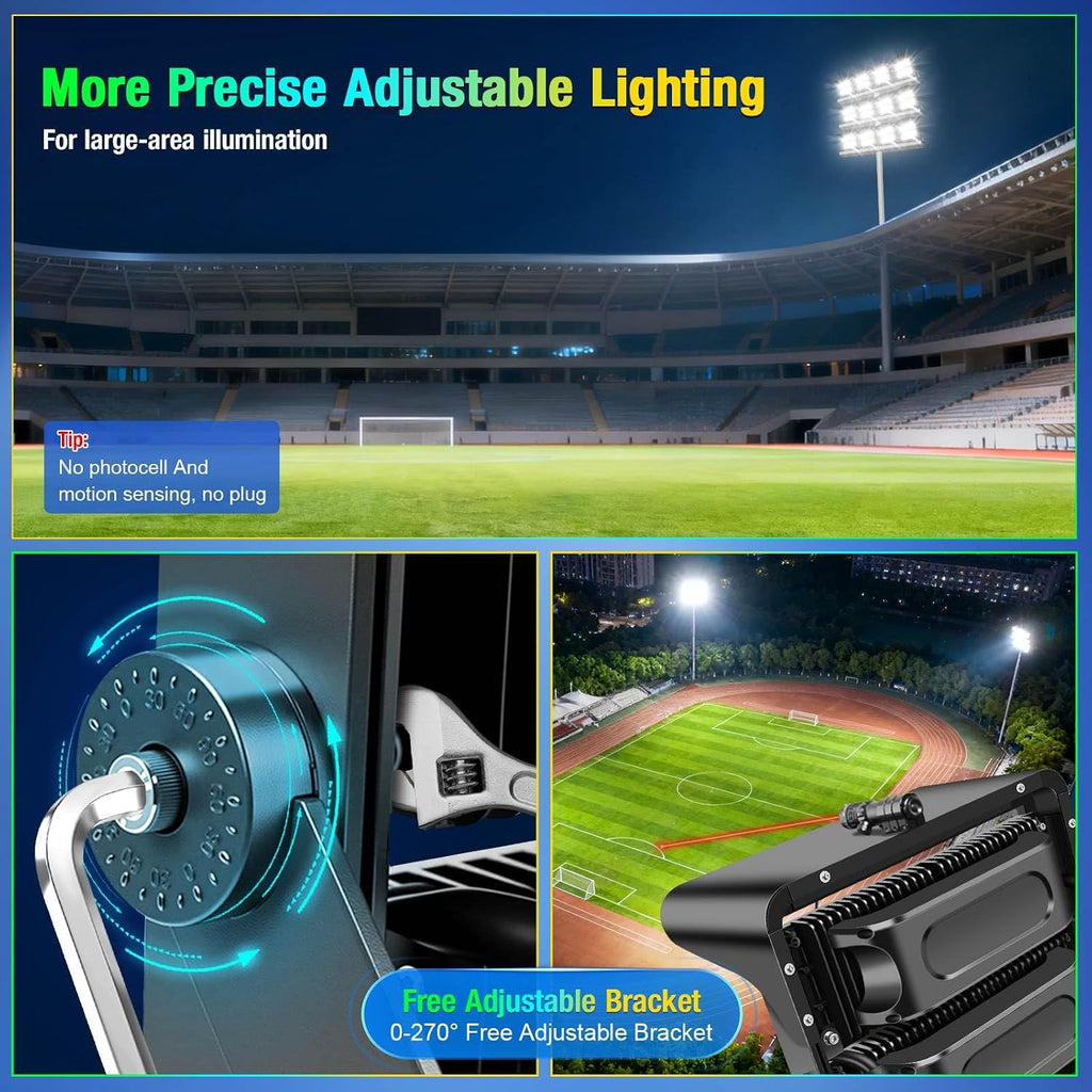500W Dimmable Led High Mast Stadium Light, 75000LM Super Bright | Outdoor Arena Floodlight Adjustable IP66 5000K