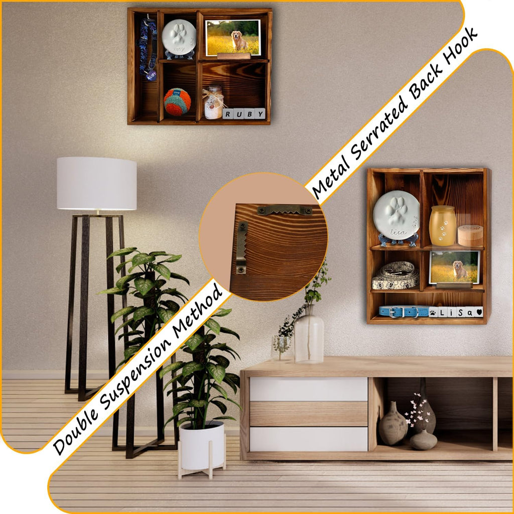 Solid Wood 11*14" Pet Memorial Shadow Box with Adjustable Shelves