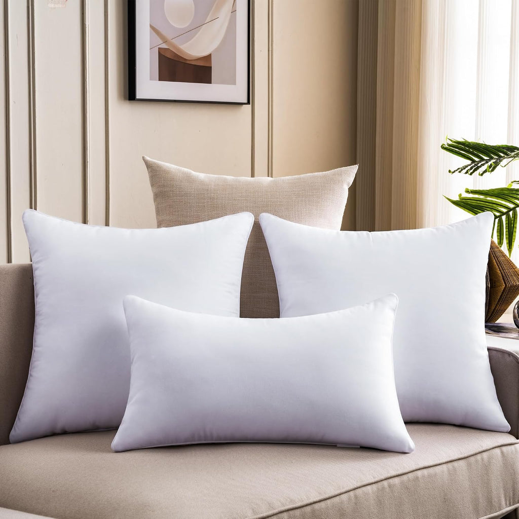 12 x 20 Pillow Insert Down Alternative Throw Pillow Inserts Small Lumbar Decorative Pillow White Rectangle - Set of 2