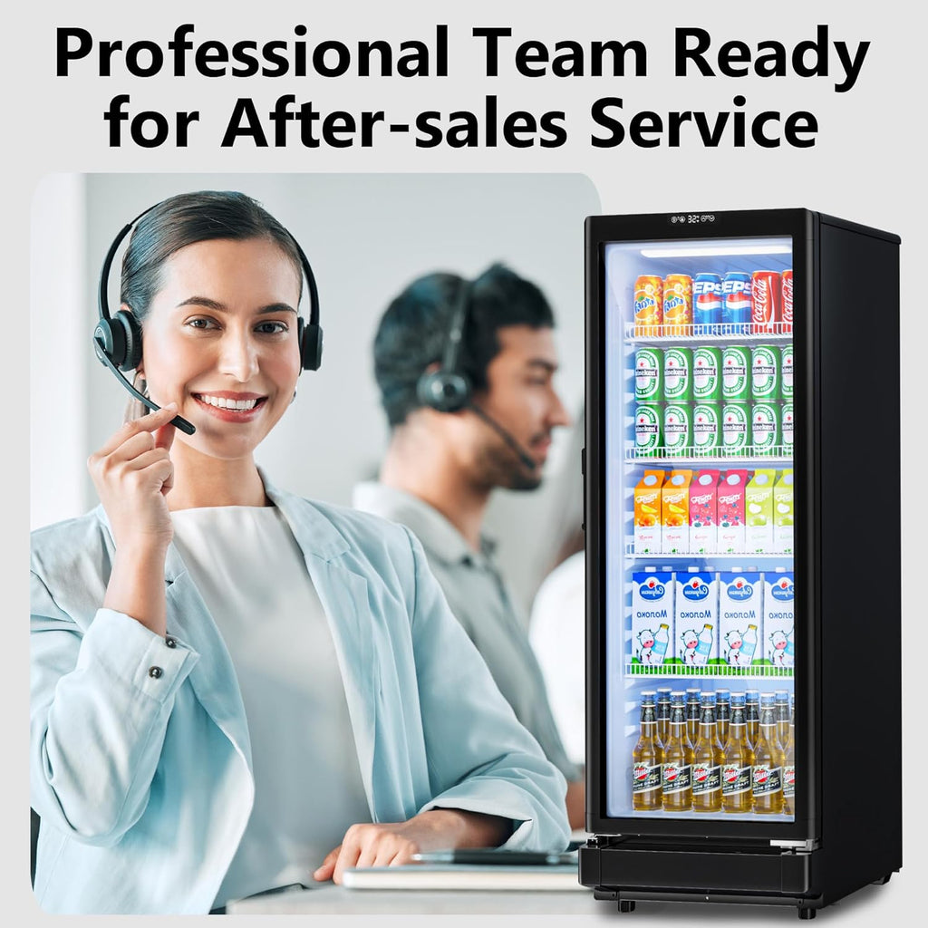 7 Cu.Ft Commercial Refrigerators, Display Fridge with Locking, Key & LED, Outdoo