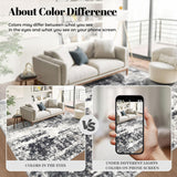 Living Room Rug 5x7 Rug, Machine Washable Modern Abstract Rug Soft Neutral Area Rug Non-Slip Stain Resistant Large