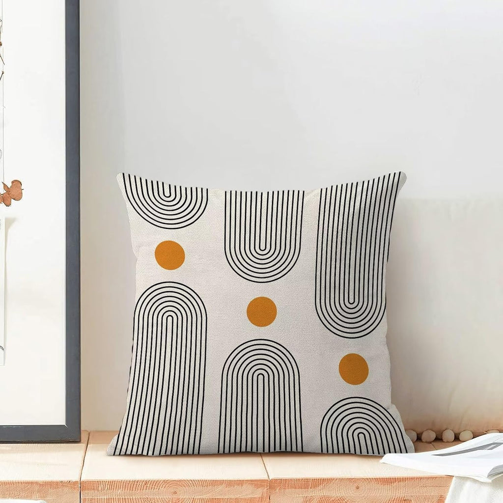 Boho Mid Century Pillow Covers 18x18 Set of 2, Abstract Simple Sun Arch Decorative Throw Pillowcase Boho Modern