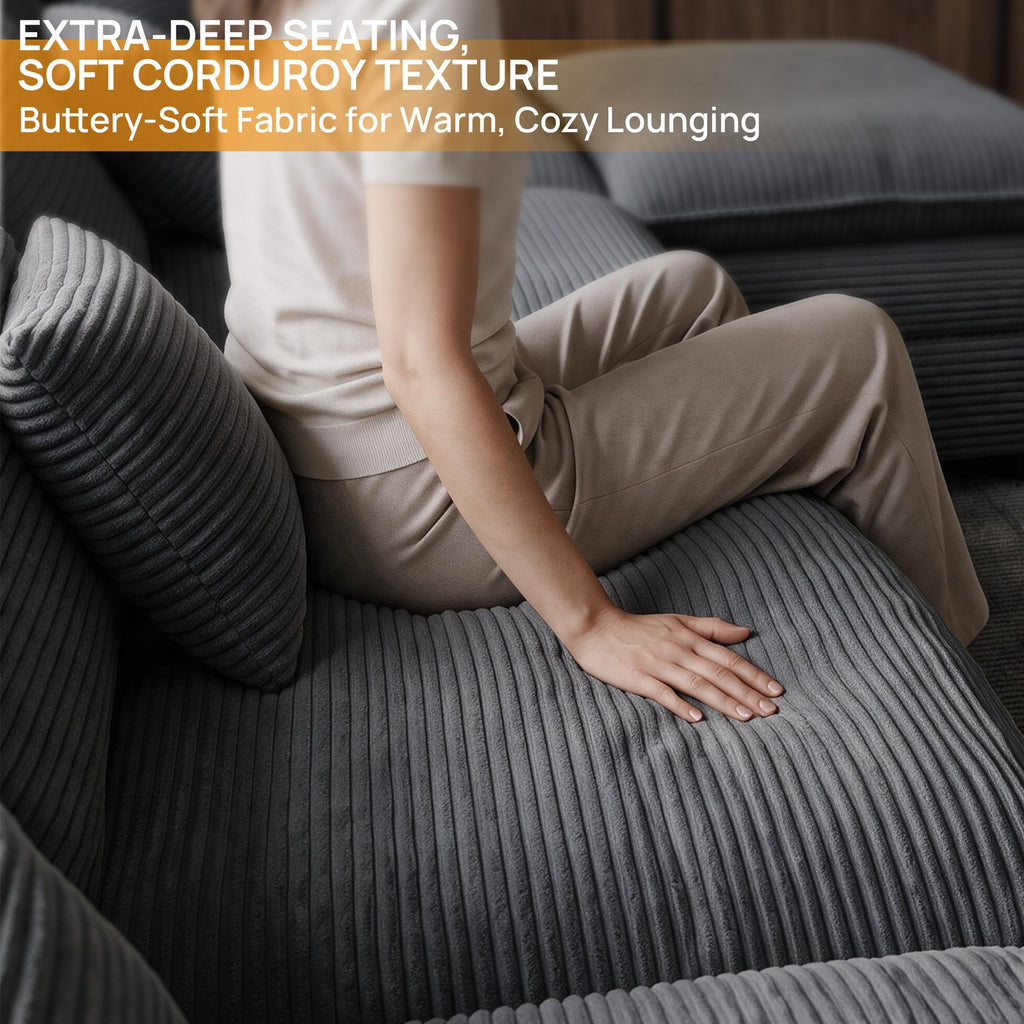 140" Modular Sectional Sofa, U Shaped Deep Seat Cloud Couch