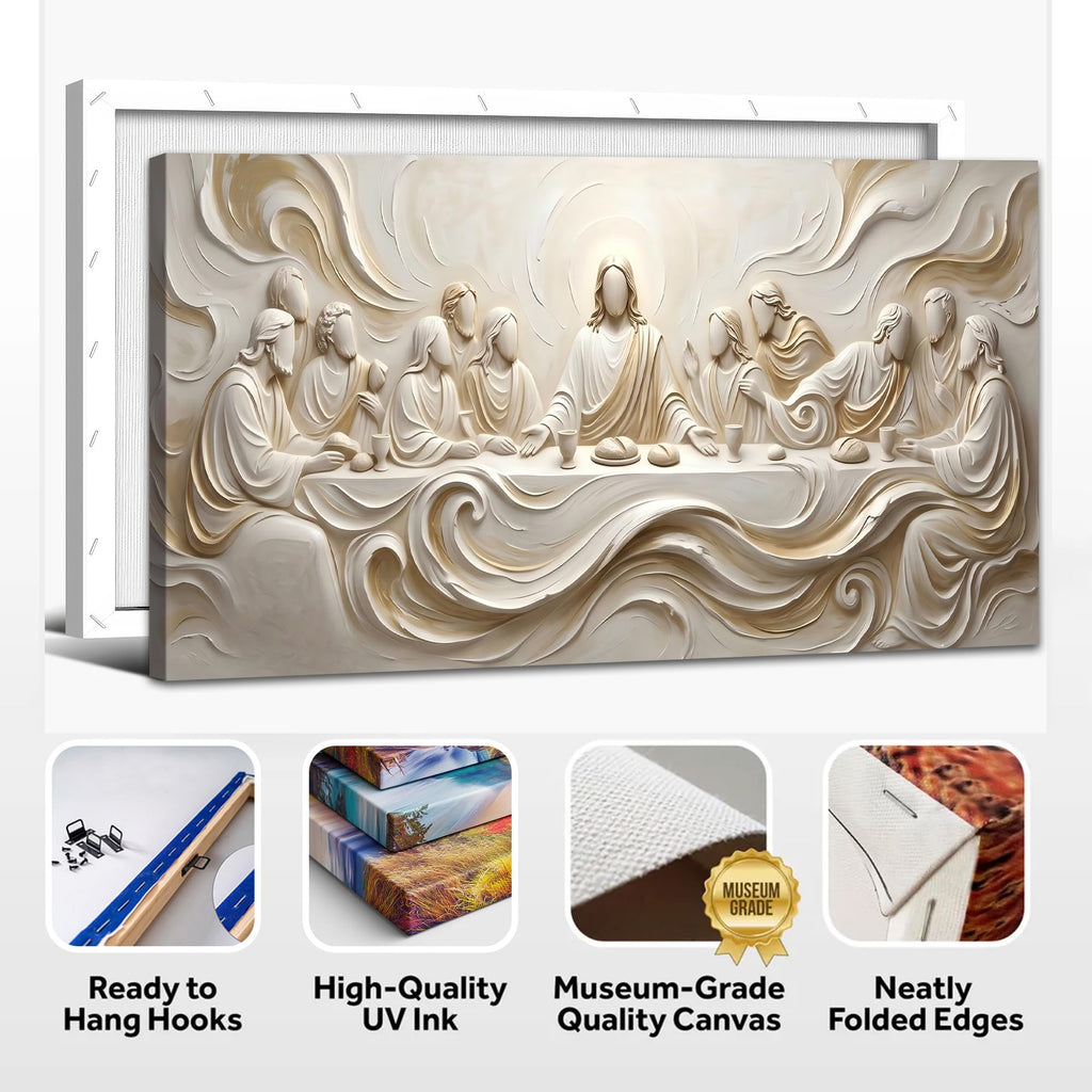 The Last Supper Textured Geometric Canvas Wall Art, structured and approachable Jesus and Apostles Scene for modern