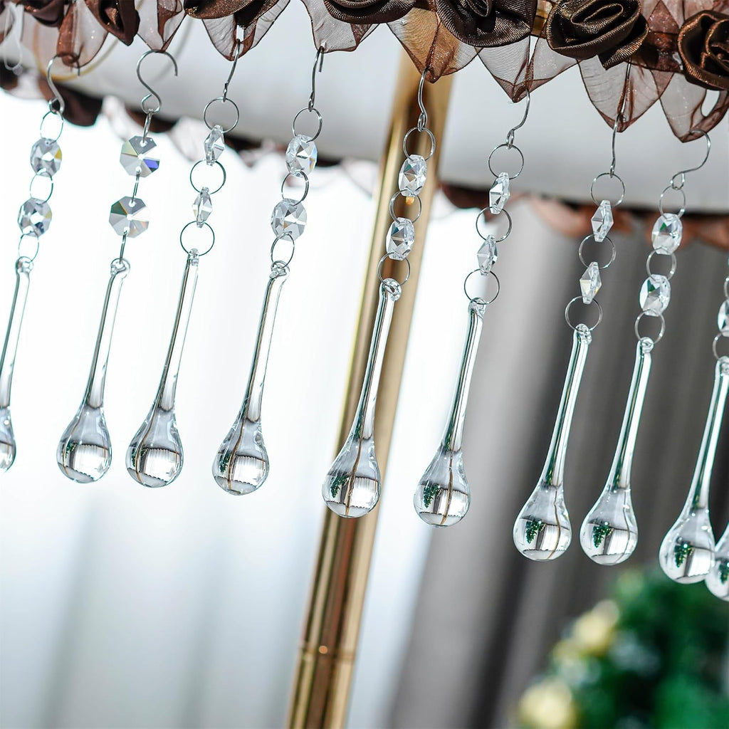10 Pcs 5.3 Inch Crystal Raindrop Octagon Beads Chandelier Lamp Pendants - Crystal Raindrop Pendants with Octagon