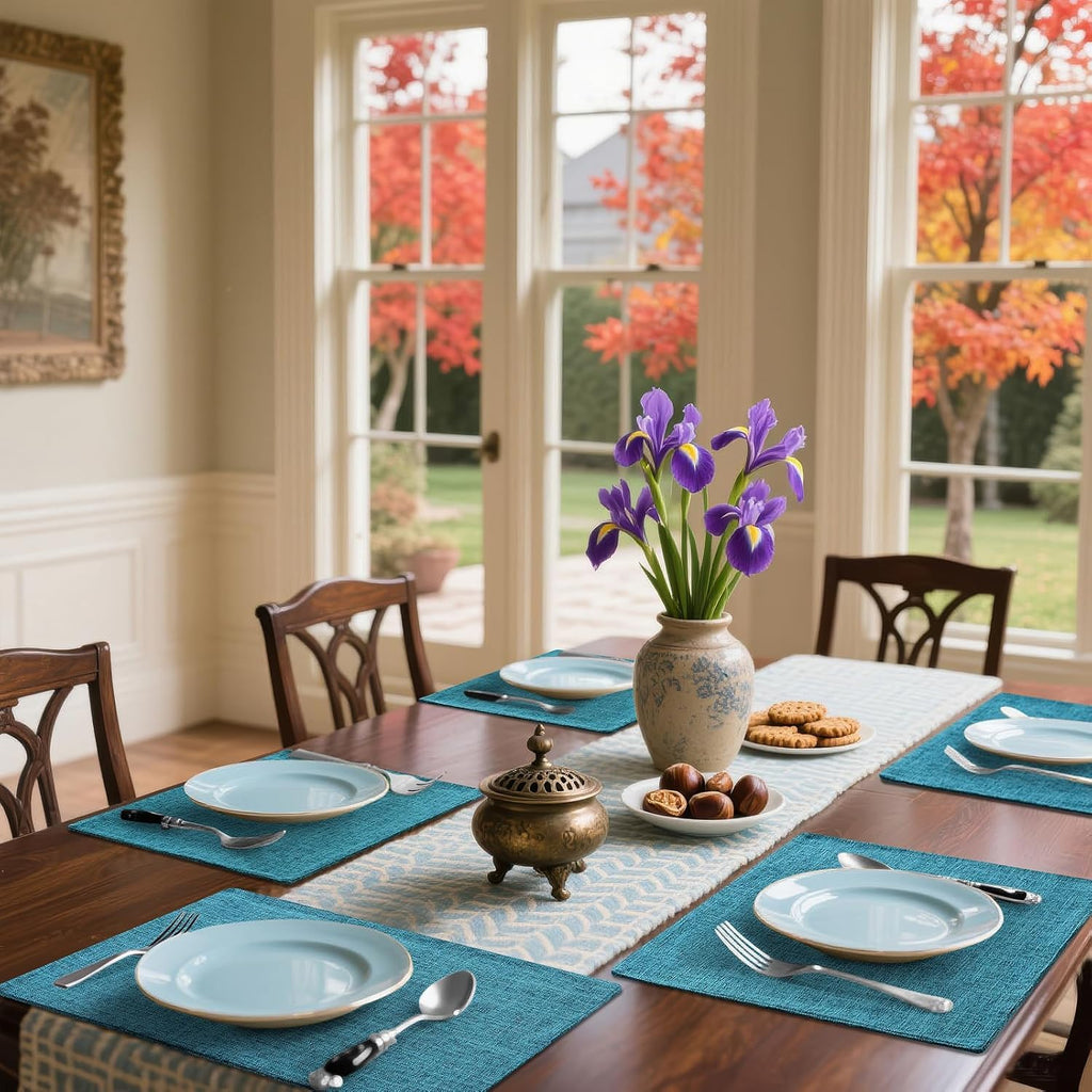 Cloths Placemats for Dining Table Set of 6, 13" x 19", Teal