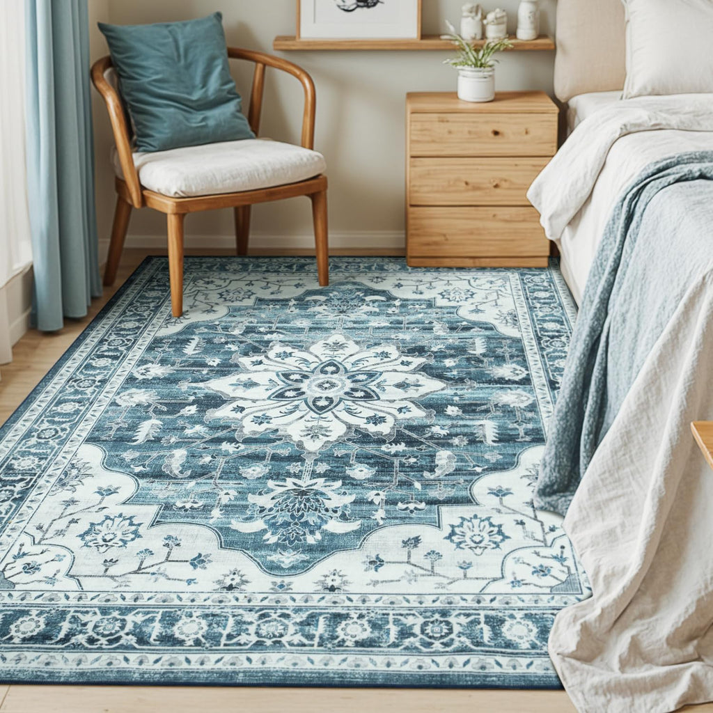 Coastal Blue White Area Rugs