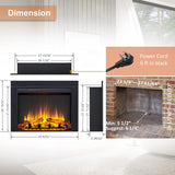 32 Inch Electric Fireplace Insert with Front Trim Kit, Fire Crackling Sound, 750W/1500W Heater, Remote Control, Black