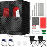 2 Person Infrared Sauna Box for Home, Portable Steam Sauna Room with 660nm＆850nm Red Light Therapy Lamp