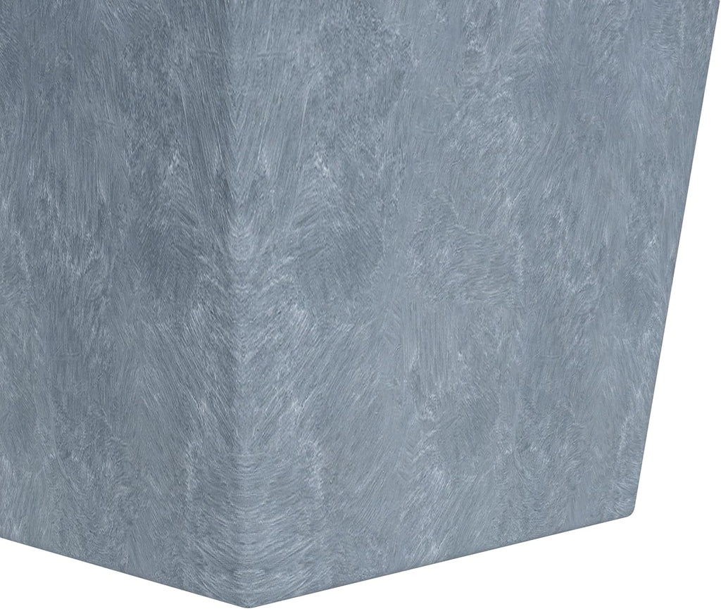 Serene Mid-Century Modern Fiberstone and Clay Planter - Tapered Square Plant Pot with Drainage Holes for Indoor and